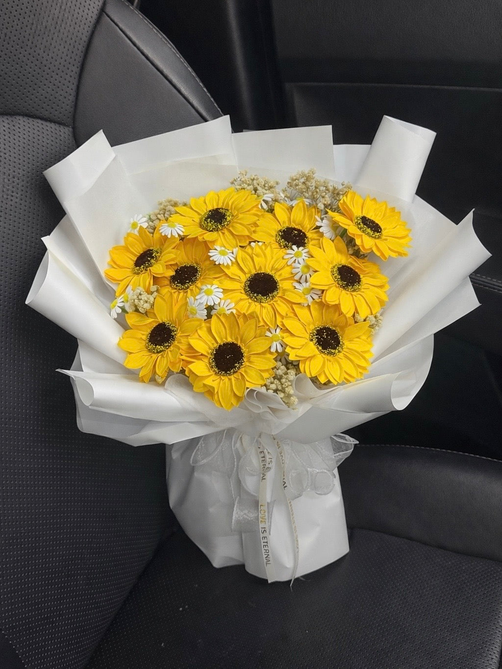 L Size Sunflower Soap Flower Graduation Bouquet