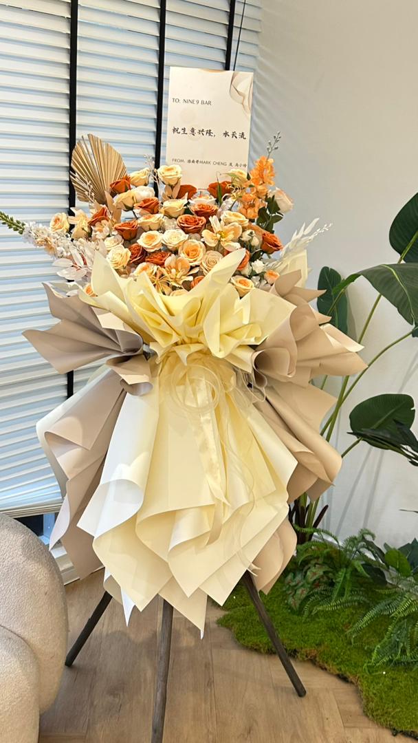 Yellow & Beige Soap Flower Grand Opening Flower Stand