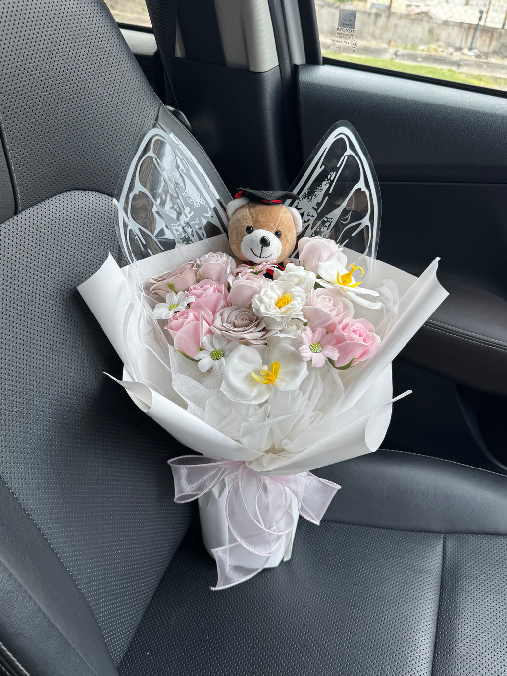Pink & White Butterfly Graduation Bouquet
