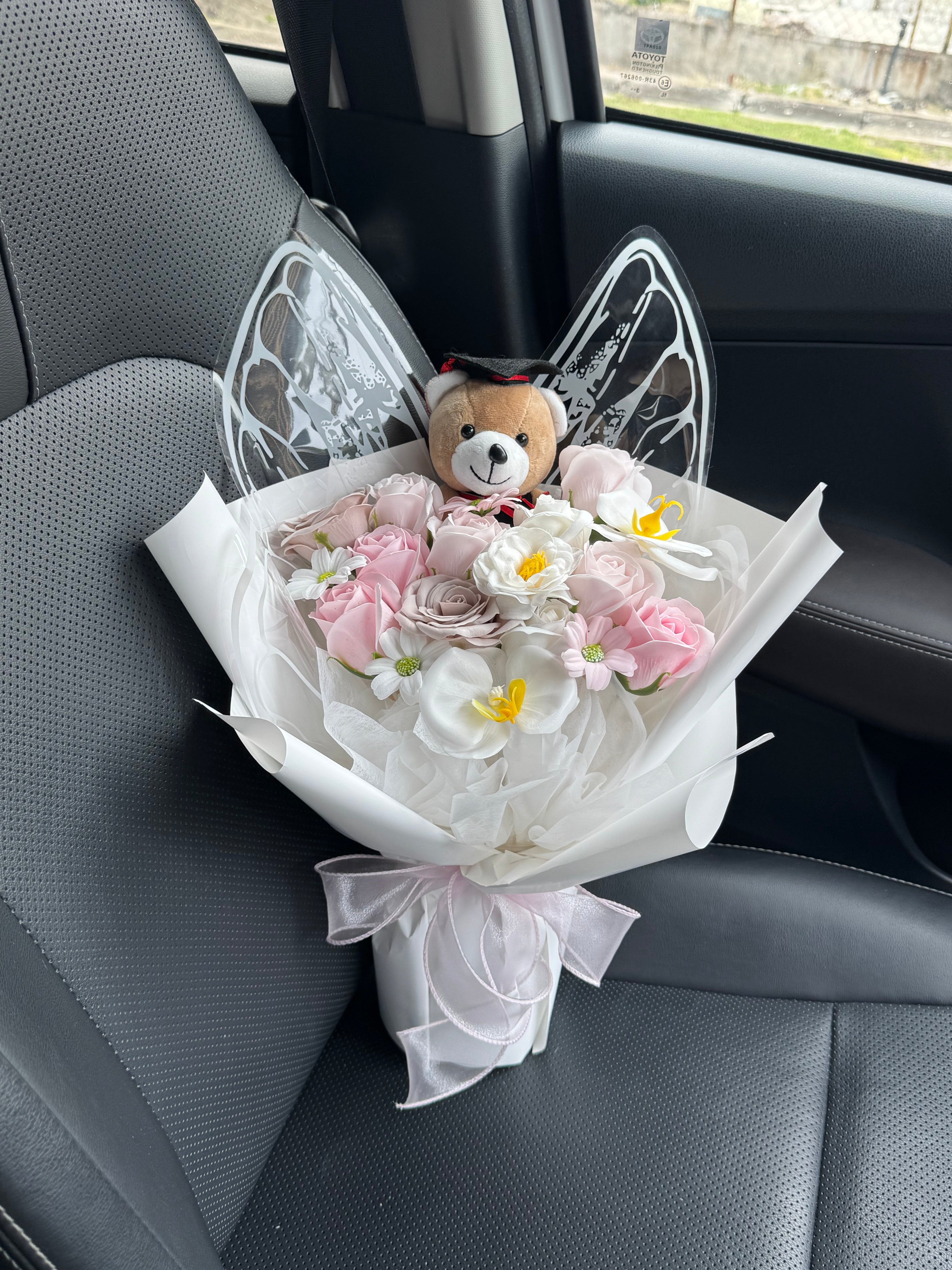 Pink & White Butterfly Graduation Bouquet