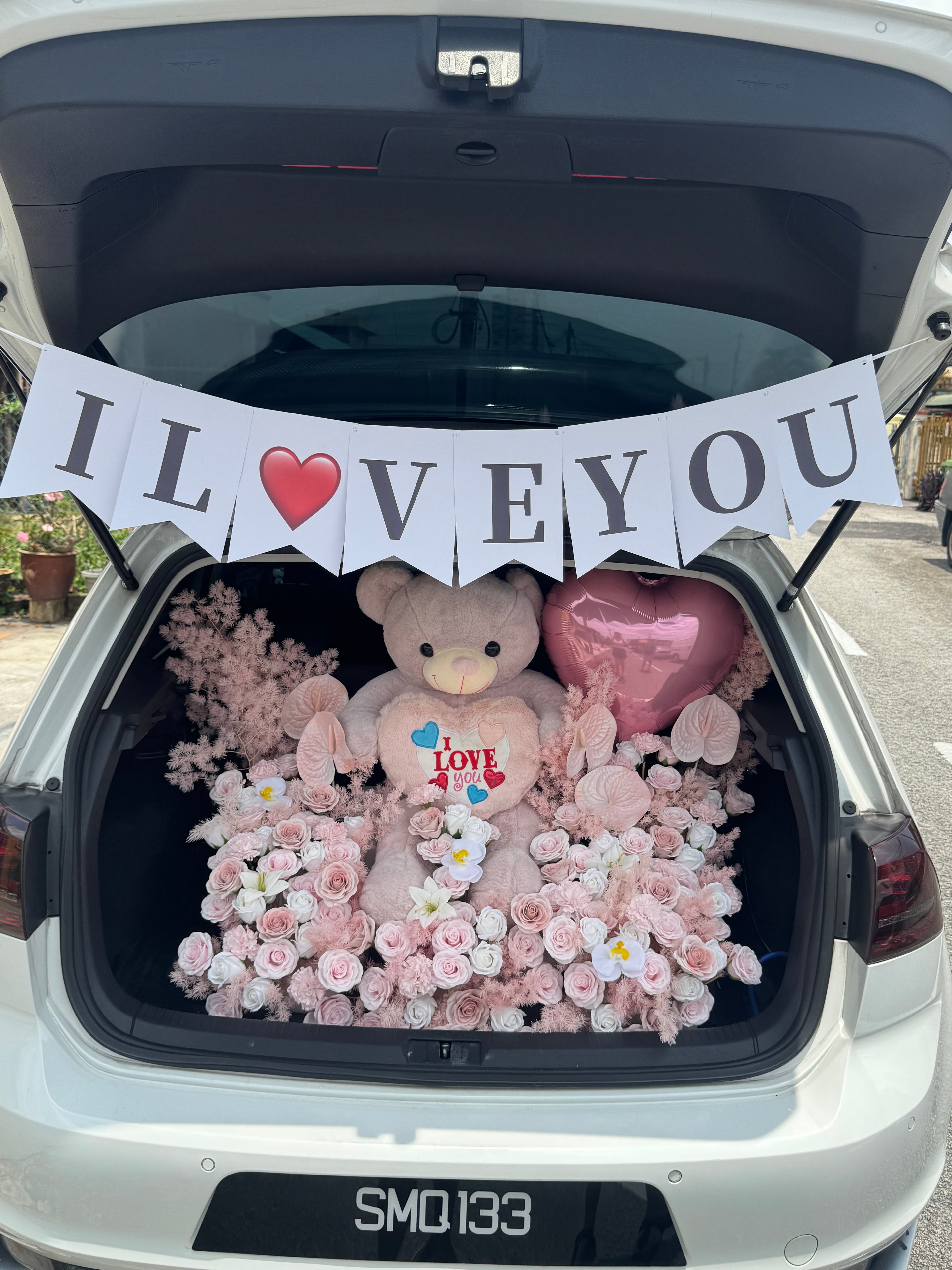 Pink Theme Soap Flower Car Boot Surprise
