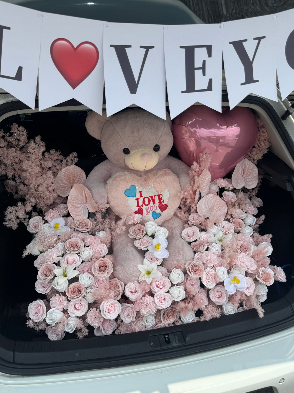 Pink Theme Soap Flower Car Boot Surprise