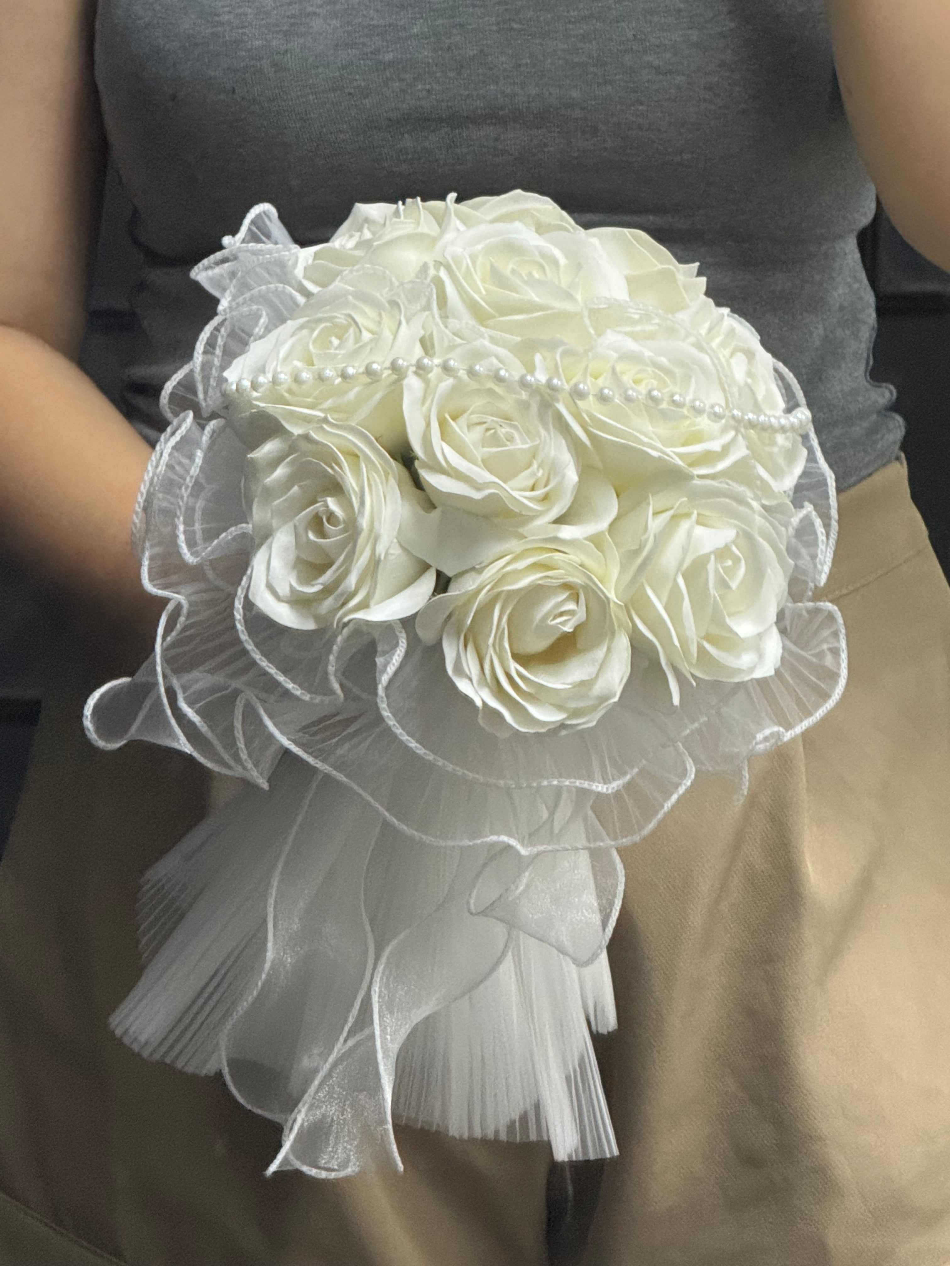 White Soap Flower Hand Bouquet
