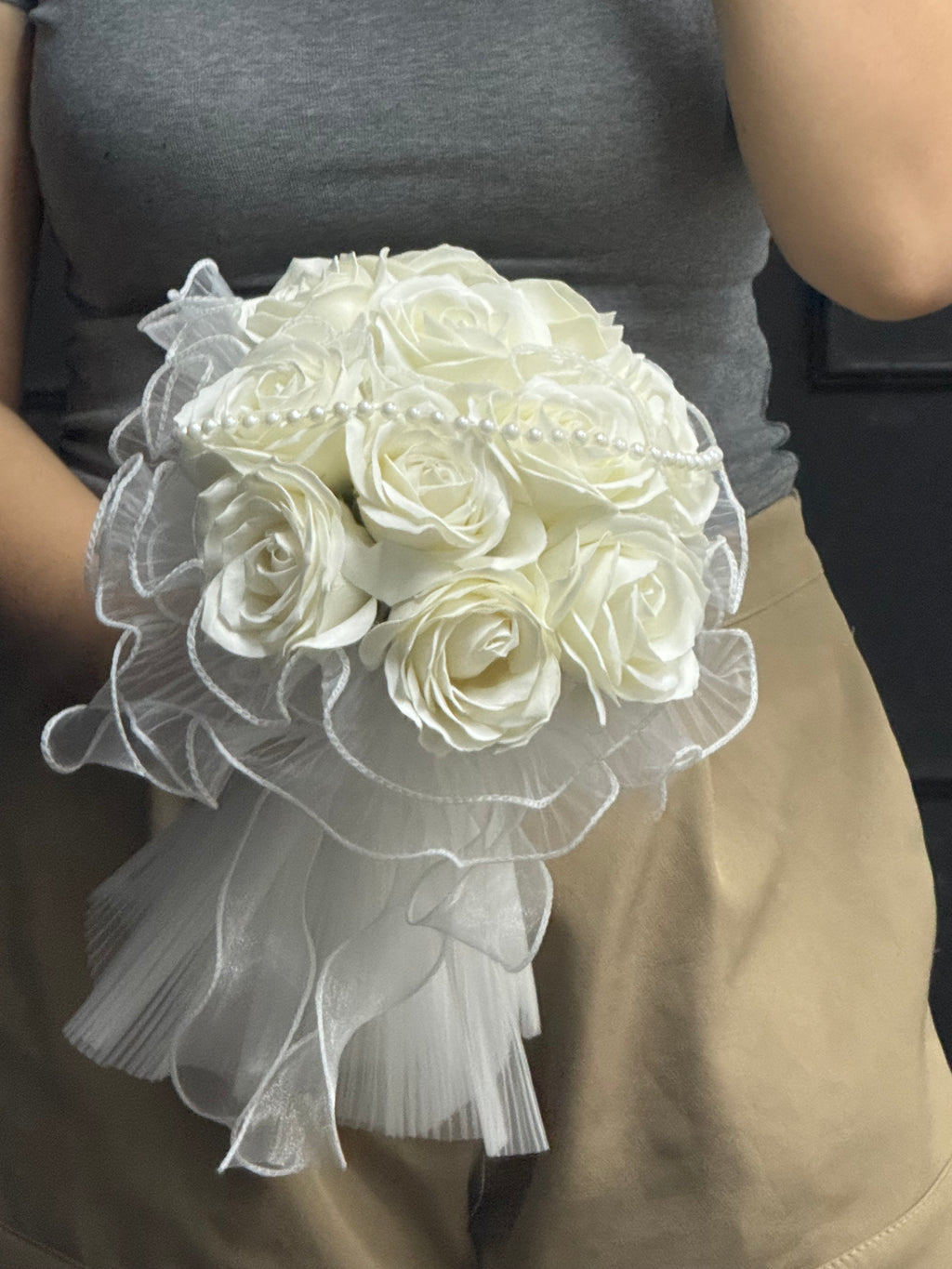 White Soap Flower Hand Bouquet