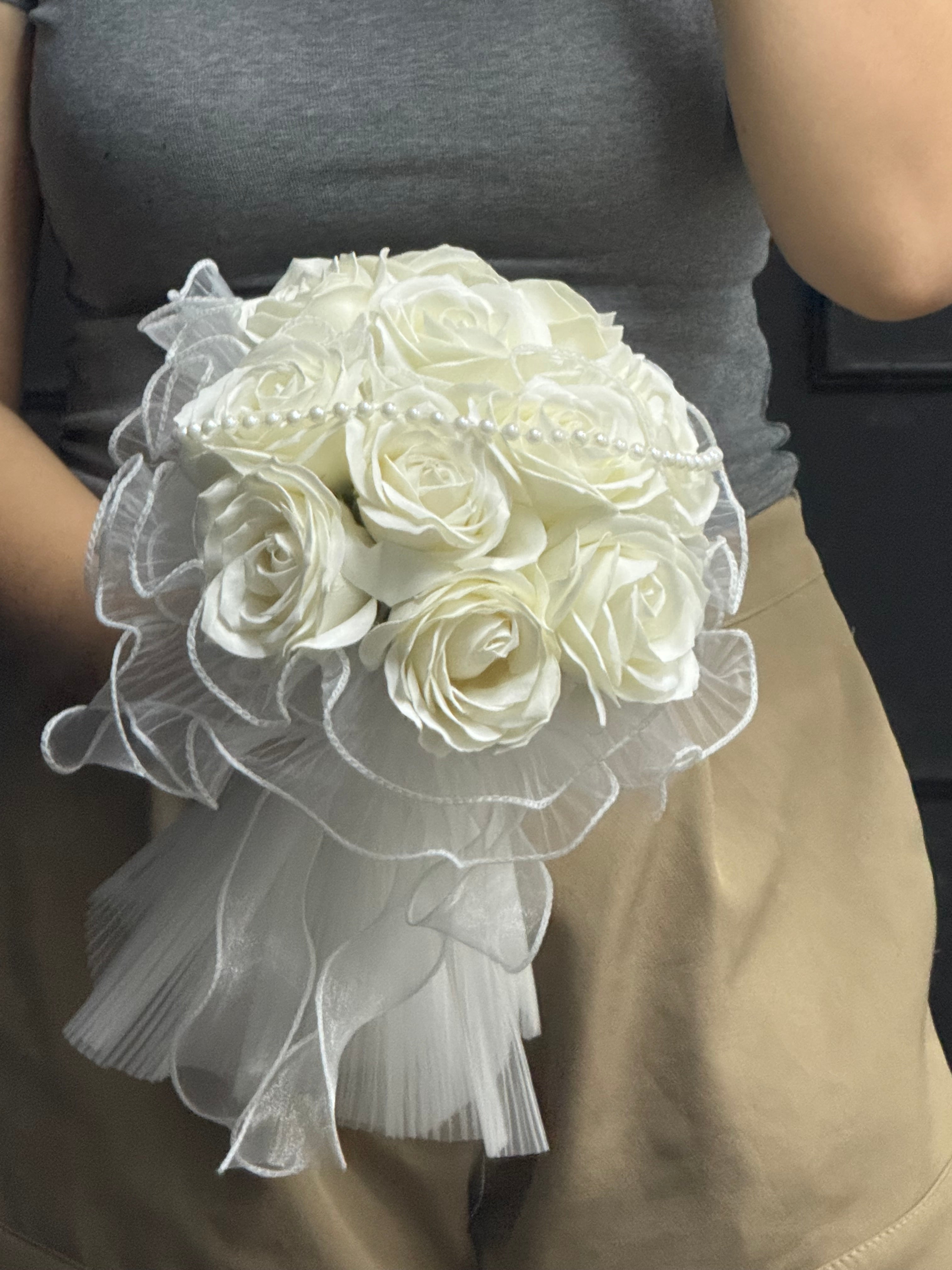 White Soap Flower Hand Bouquet