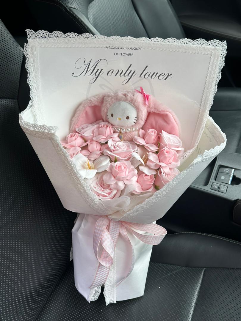 Pink Hello Kitty Soap Flower Bouquet