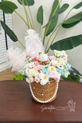 Pearl Lucky Cat Floral Basket