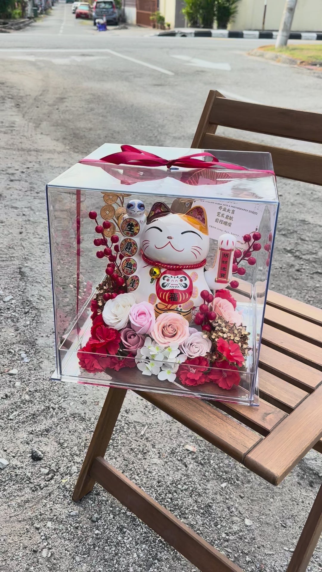 Lucky Cat Grand Opening Acrylic Flower Box