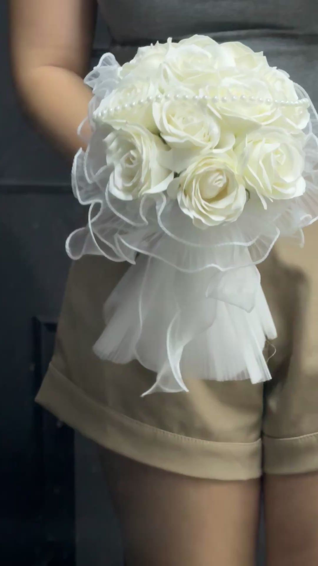White Soap Flower Hand Bouquet