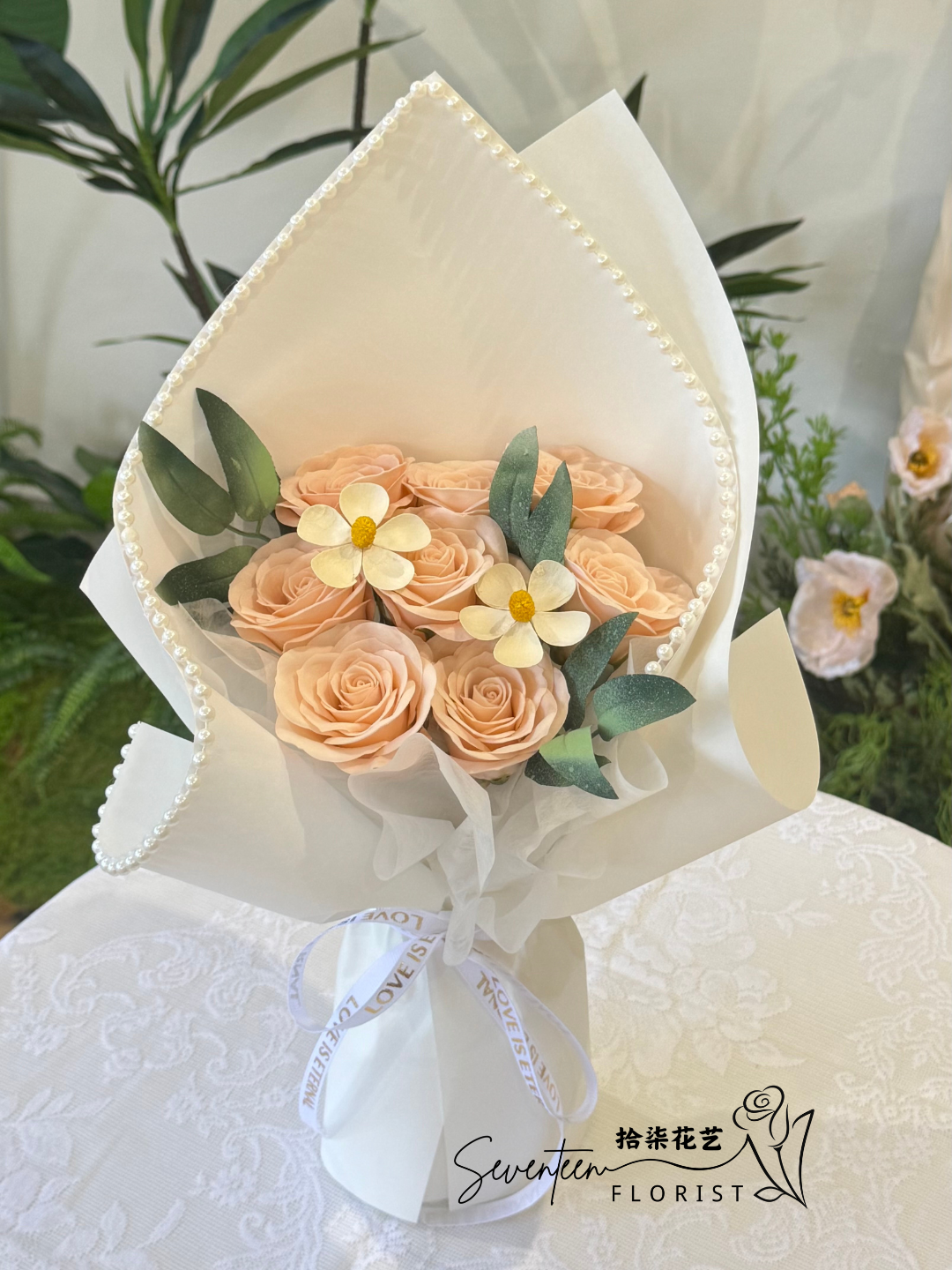 Champagne Elegance Soap Flower Bouquet